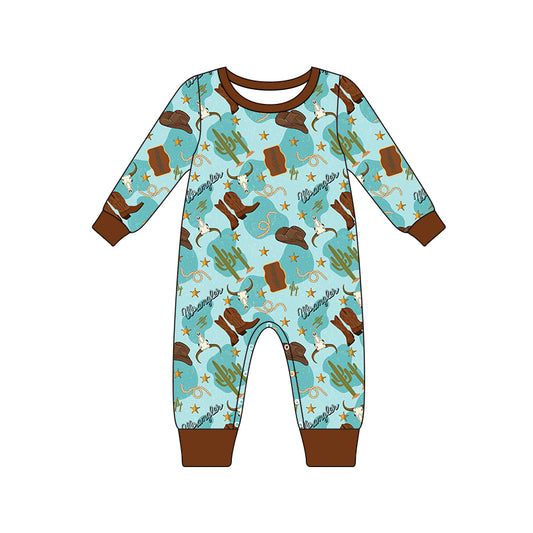 cowboy western boots long sleeve zip romper preorder