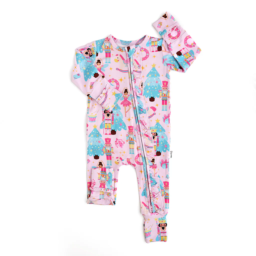 Infant baby Christmas soldier zip romper preorder