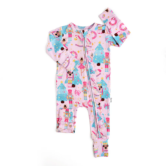 Infant baby Christmas soldier zip romper preorder