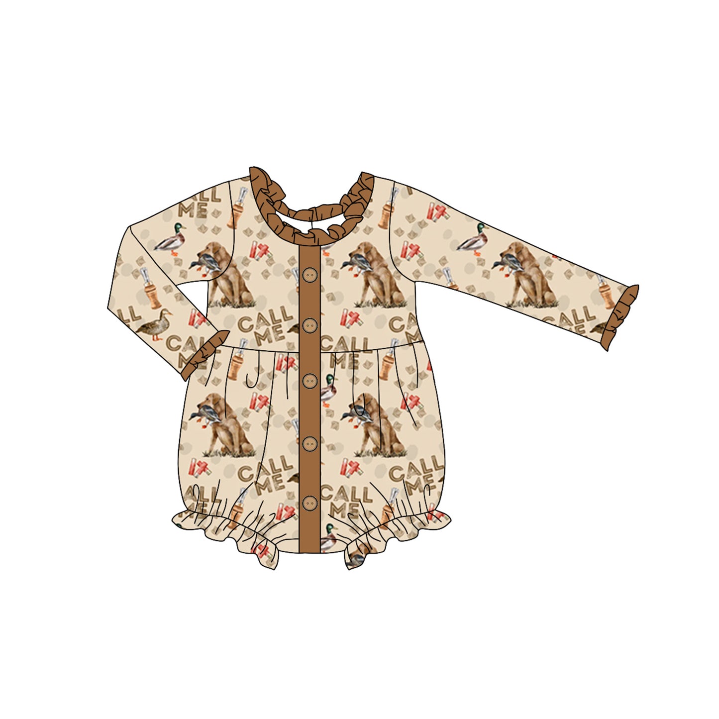 Toddle baby girl mallard duck hunting dog romper preorder