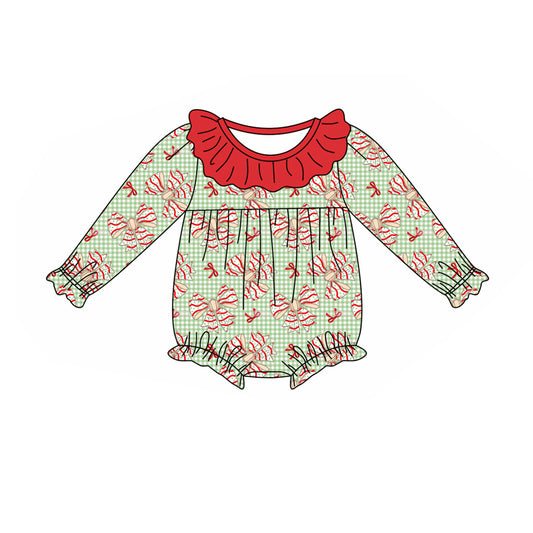Infant baby girl Christmas cake tree bow romper preorder
