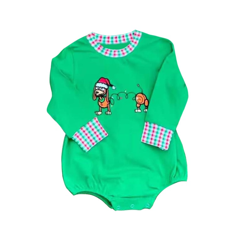 Toddle Boy Christmas Dog Design Long Sleeve Romper Preorder