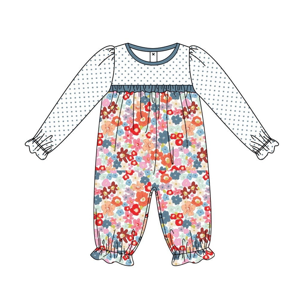 Wholesale red pink flower print toddle baby girls romper preorder
