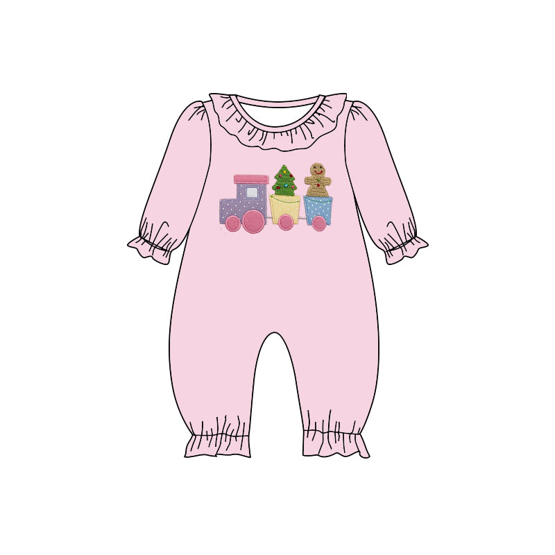 Toddle baby girls Christmas truck tree gingerbread long sleeve romper preorder