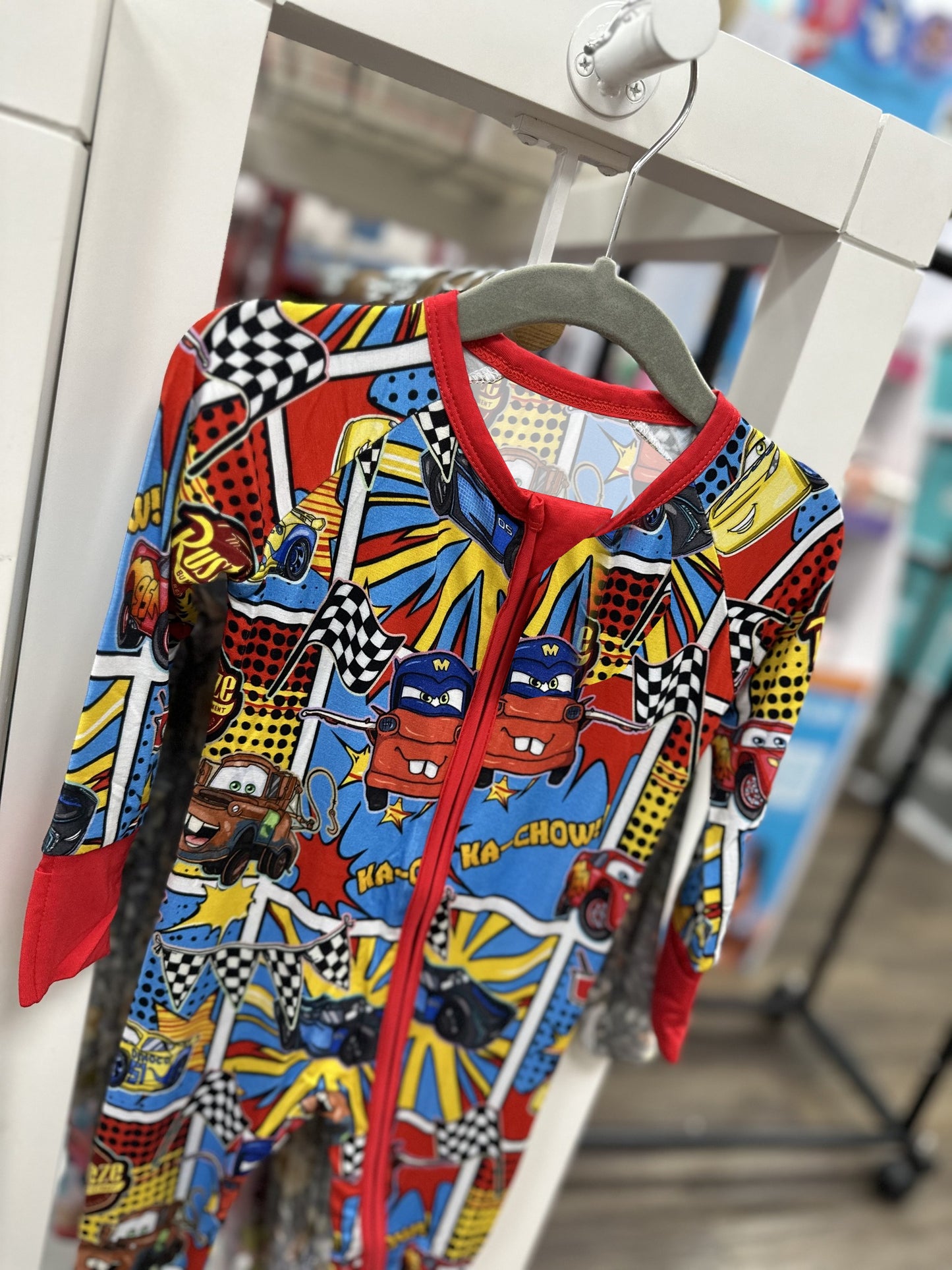 Toddle baby boy cartoon car zip romper preorder