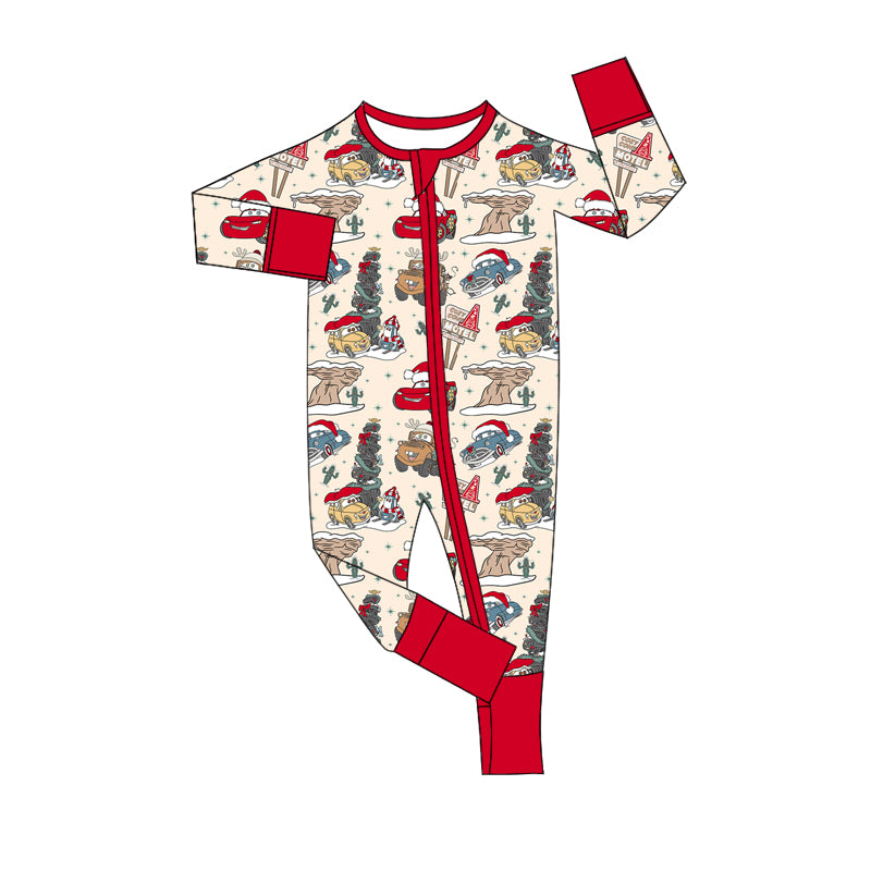 Toddle baby boy Christmas cartoon car zip romper preorder