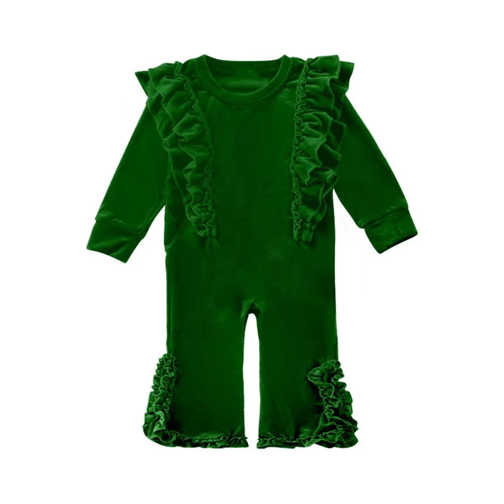 Toddle baby Christmas green velvet romper preorder
