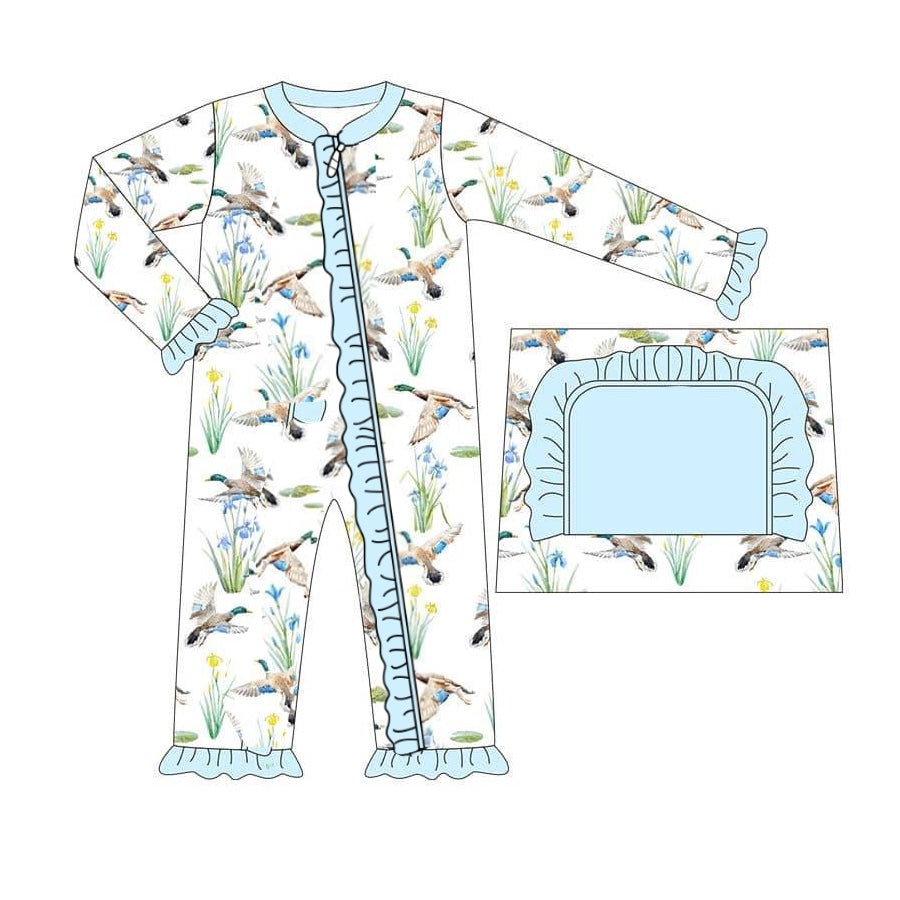 Toddle baby girls mallard duck zip romper preorder