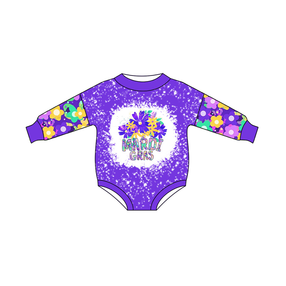 Mardi Gras crocodile short sleeve zip romper preorder
