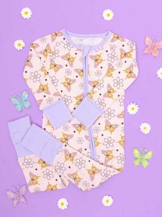 Infant baby girls butterfly design long sleeve zip romper preorder