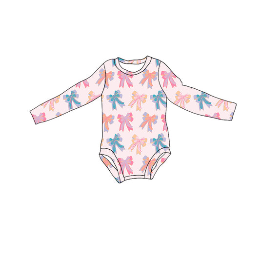 Colorful bow design kids long sleeve romper preorder