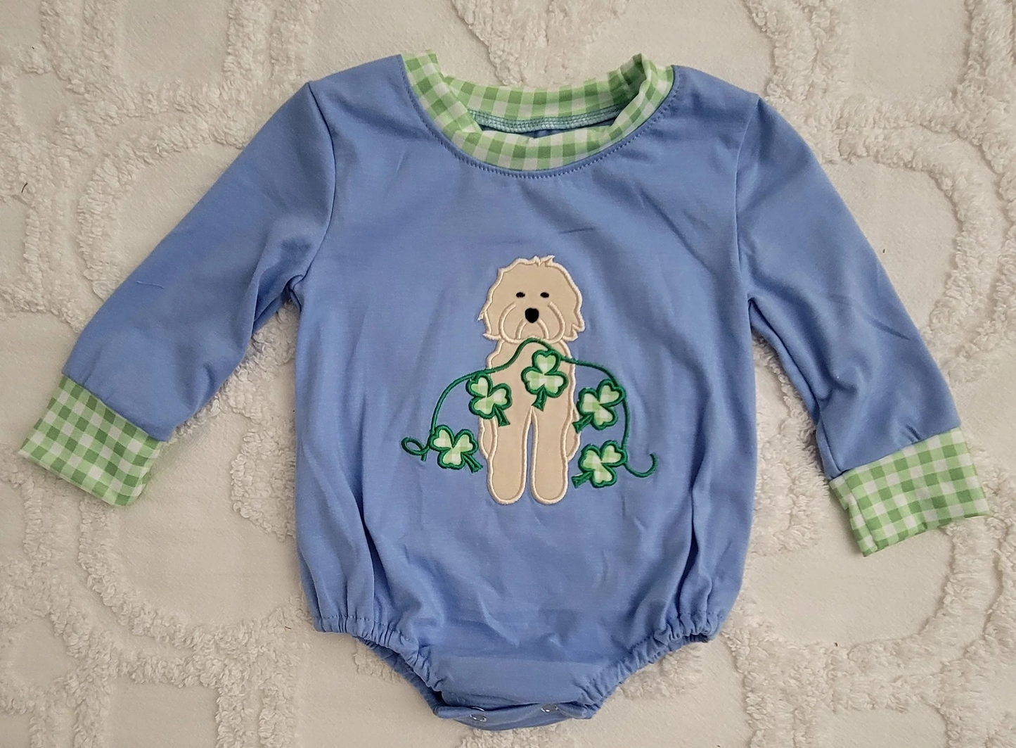 Saint Patrick's Day toddle boy dog romper preorder