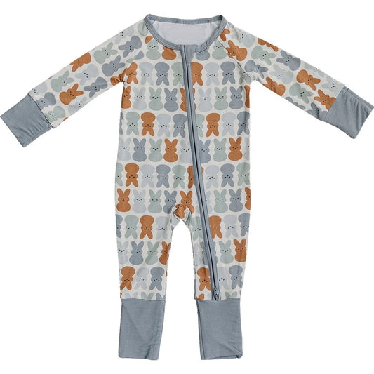 baby boy Easter bunny long sleeve zip romper preorder