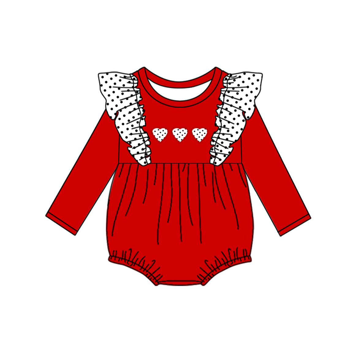 Valentines day polka dots heart baby girls romper preorder