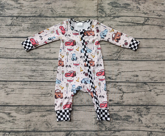 Baby boy long sleeve cartoon car zip romper preorder