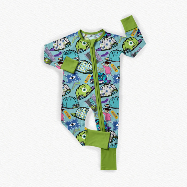 Baby boy long sleeve cartoon zip romper preorder