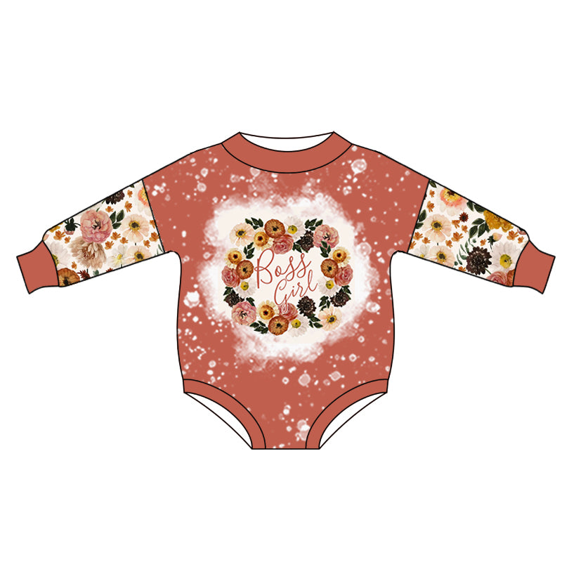 Boss girls long sleeve floral romper preorder