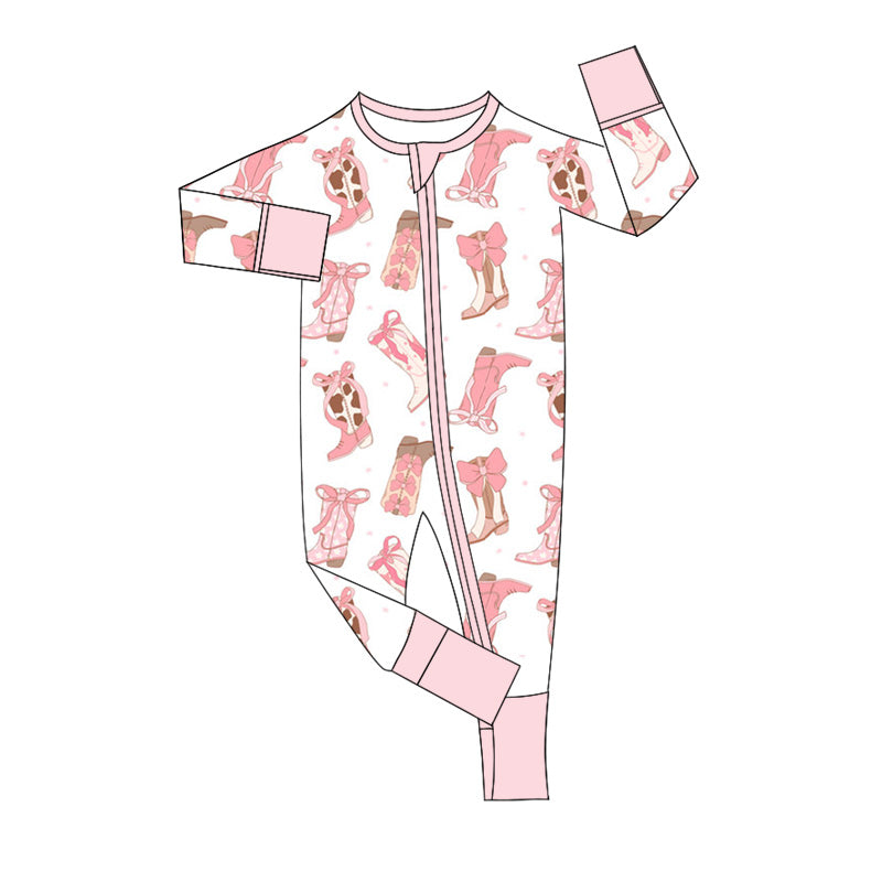 Western boots toddle girls romper preorder
