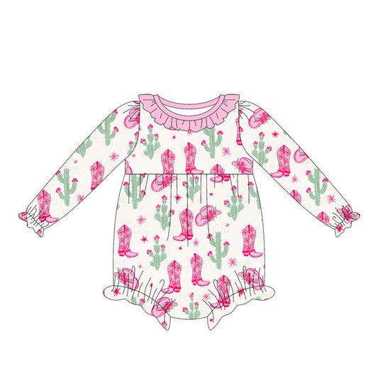 Cowgirl western boots long sleeve romper preorder