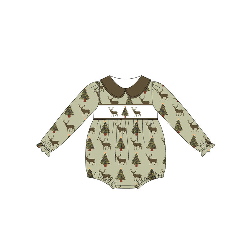 Toddle girls Christmas tree deer long sleeve romper preorder
