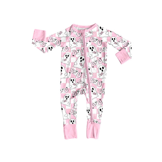 Baby girls Halloween boo ghost zip romper preorder