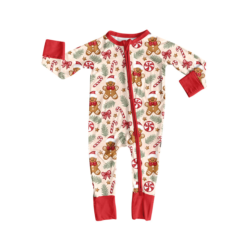Baby girls Christmas gingerbread candy cane romper preorder