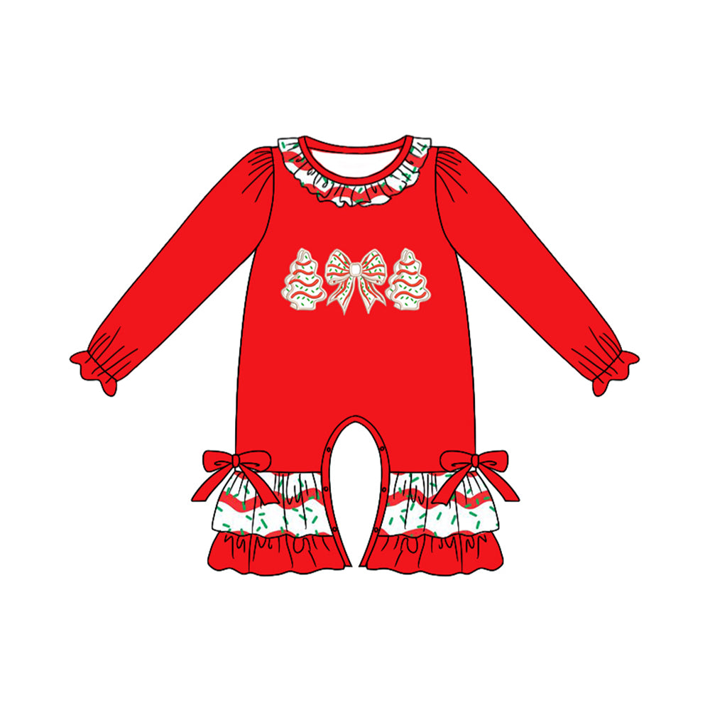 Baby girls Christmas tree cake bow romper preorder