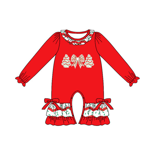 Baby girls Christmas tree cake bow romper preorder
