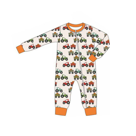 Toddle boy pumpkin truck long sleeve romper preorder