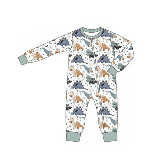Toddle boy Halloween dinosaur pumpkin long sleeve romper preorder