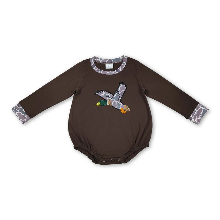 USA SHOP Toddle baby boy embroidery camo duck long sleeve romper