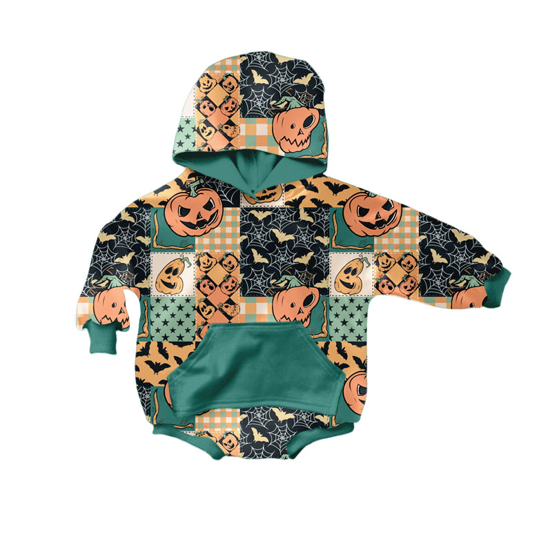 Toddle baby Halloween pumpkin long sleeve hoodie romper preorder