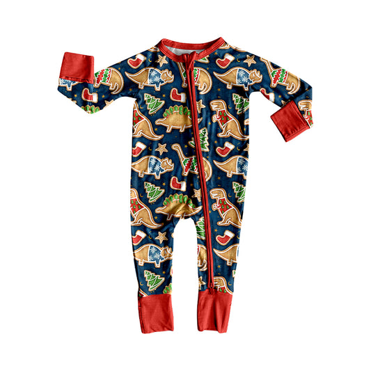 Toddle baby girl Christmas dinosaur tree long sleeve zip romper preorder