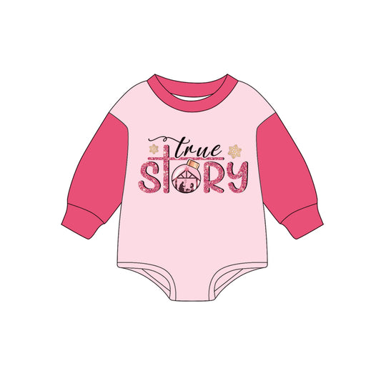 Baby girl long sleeve jesus story long sleeve romper preorder