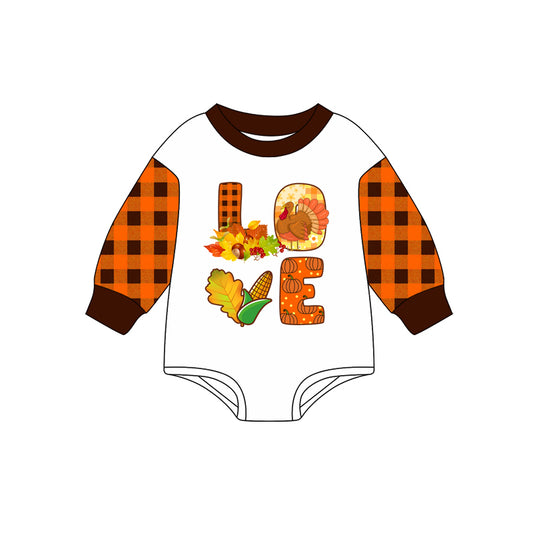 Baby boy long sleeve Thanksgiving turkey romper preorder