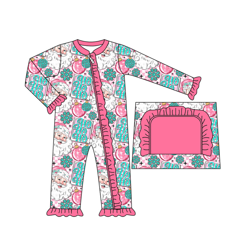 Toddle baby girl Christmas santa hohoho long sleeve zip romper preorder