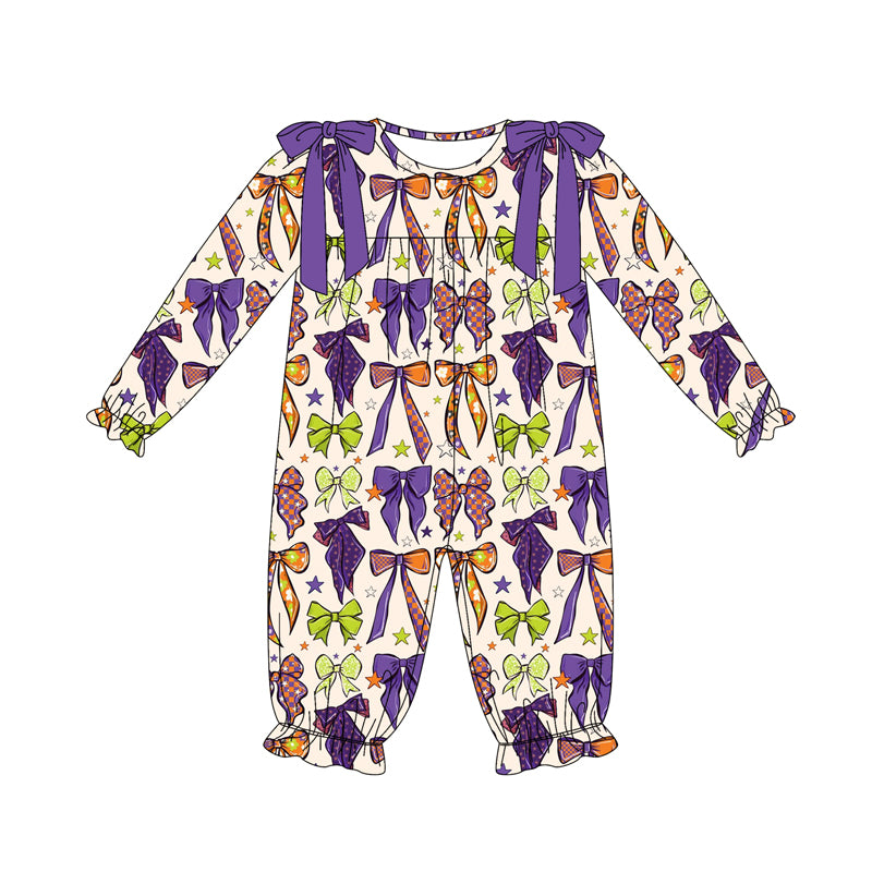 Toddle baby girl Halloween bows long sleeve romper preorder