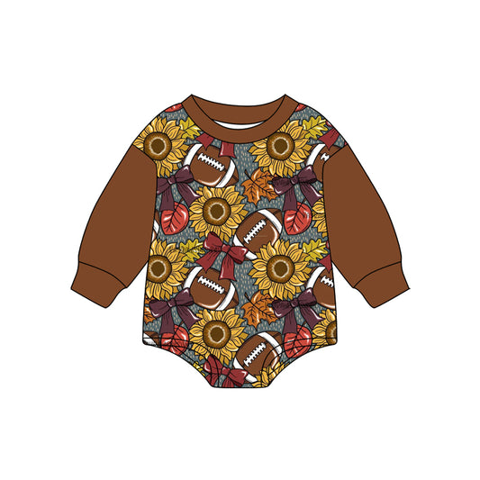 Football sunflowers infant baby long sleeve romper preorder