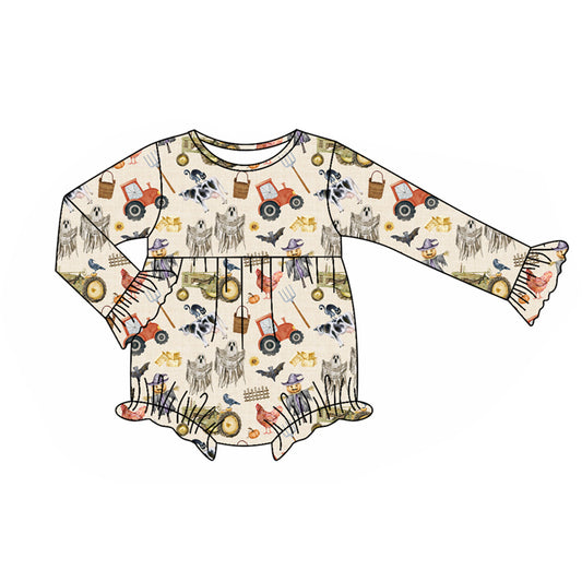 Halloween ghost farm animal design infant baby long sleeve romper preorder