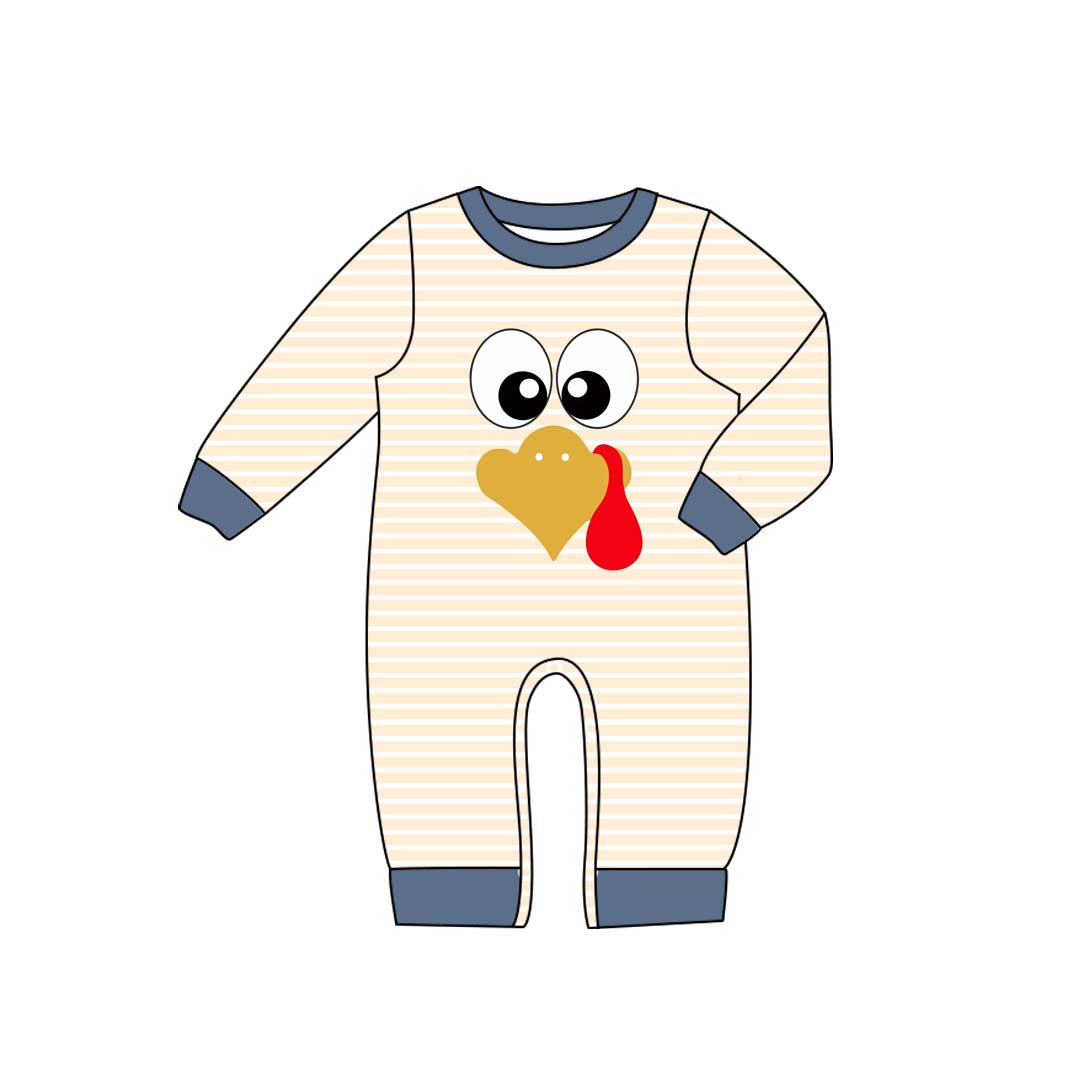 Thanksgiving turkey infant baby boy long sleeve romper preorder