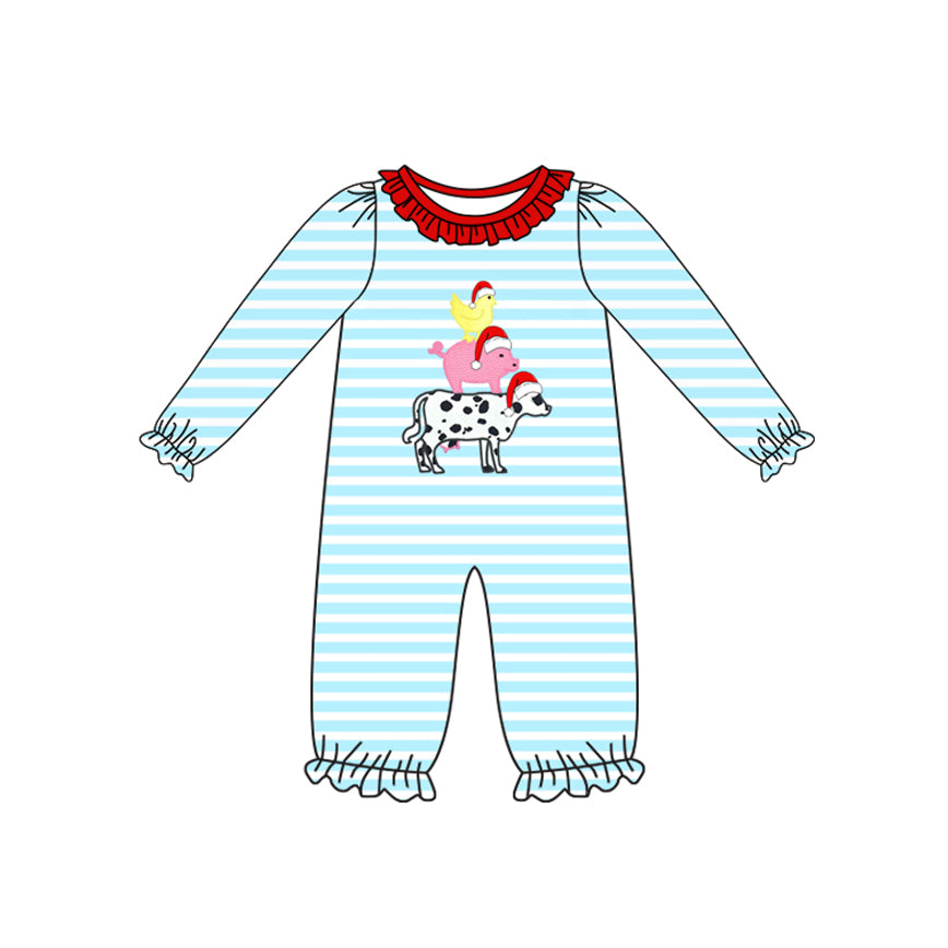 Farm animal infant baby girls long sleeve romper preorder