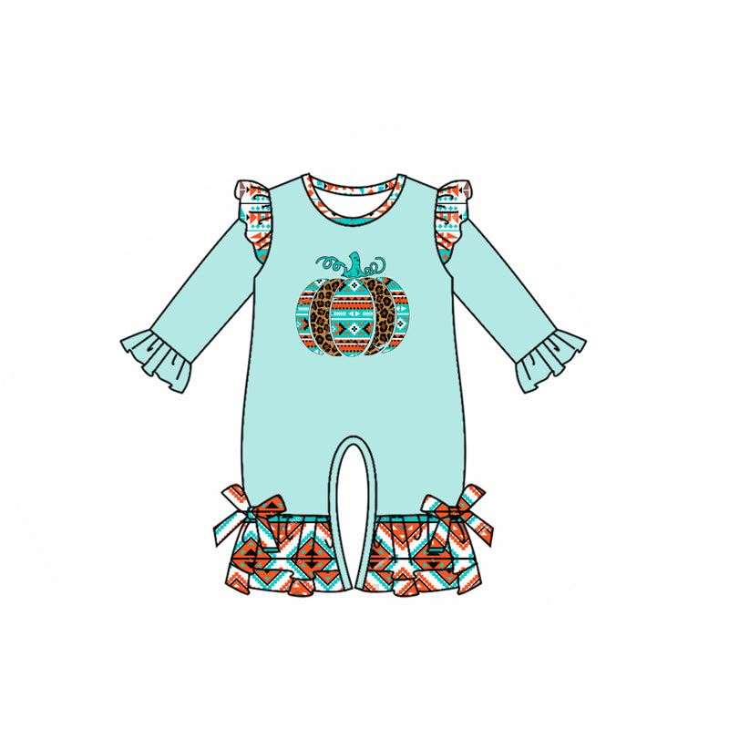 Western aztce pumpkins infant baby long sleeve  romper preorder