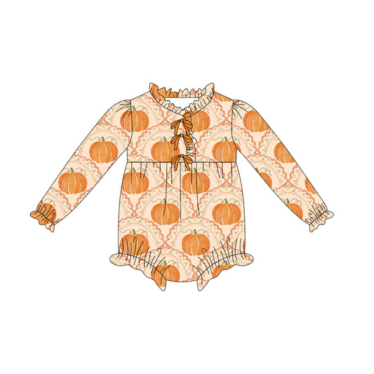 Fall pumpkins kids long sleeve romper preorder