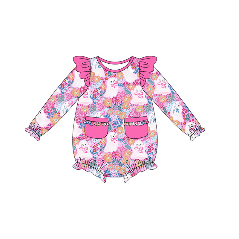 Halloween ghost floral kids long sleeve romper preorder
