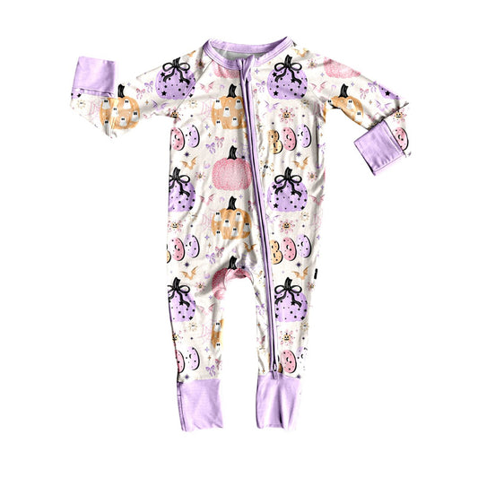 Halloween boo pumpkins kids long sleeve romper preorder