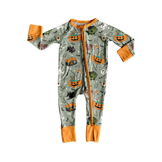 Halloween ghost pumpkins kids long sleeve romper preorder