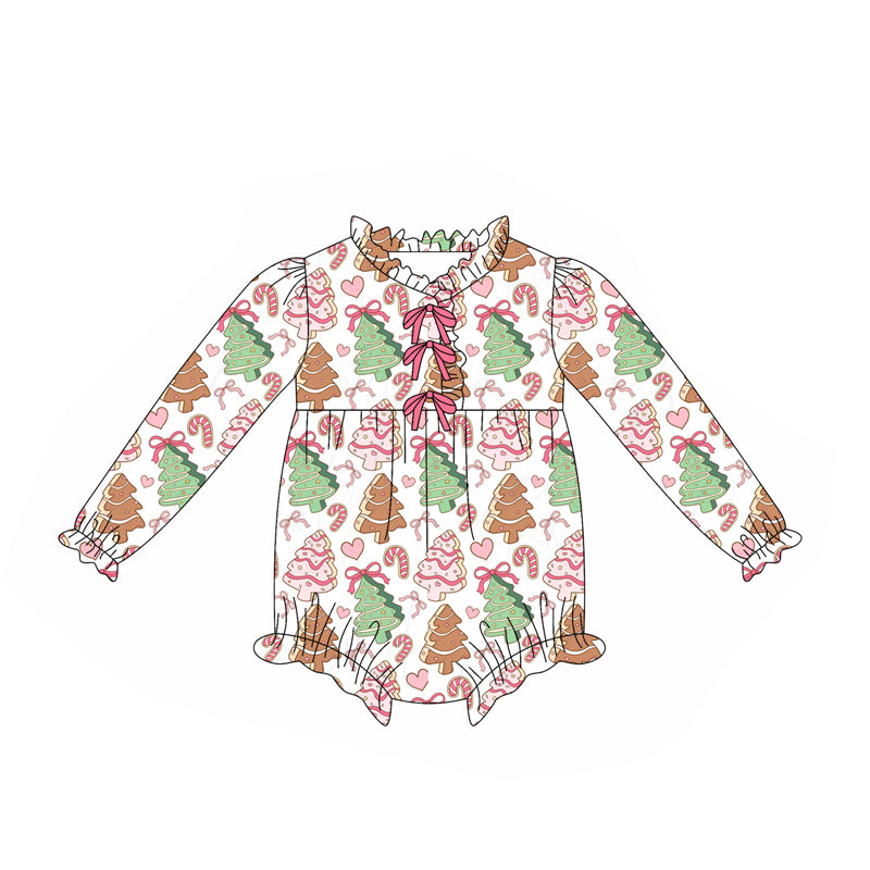 Christmas tree kids long sleeve romper preorder
