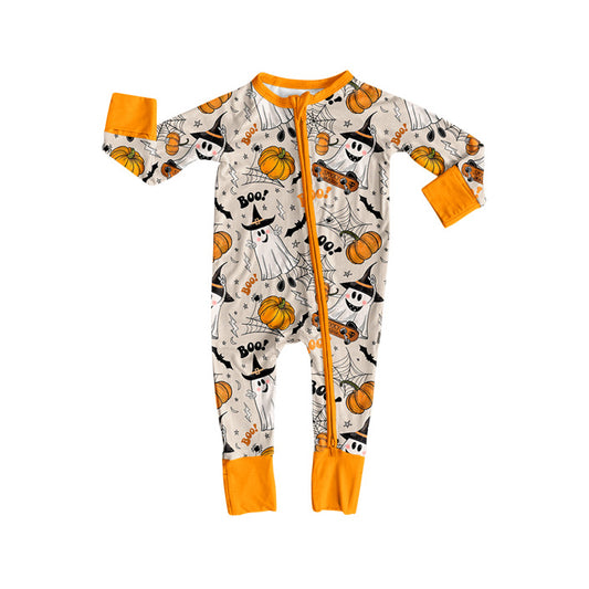 Halloween ghost pumpkin design kids long sleeve romper preorder