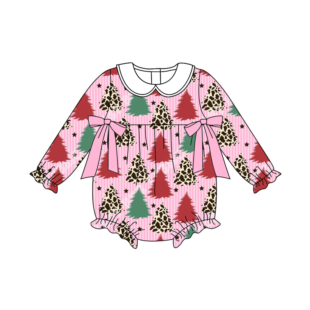 Christmas trees kids long sleeve romper preorder