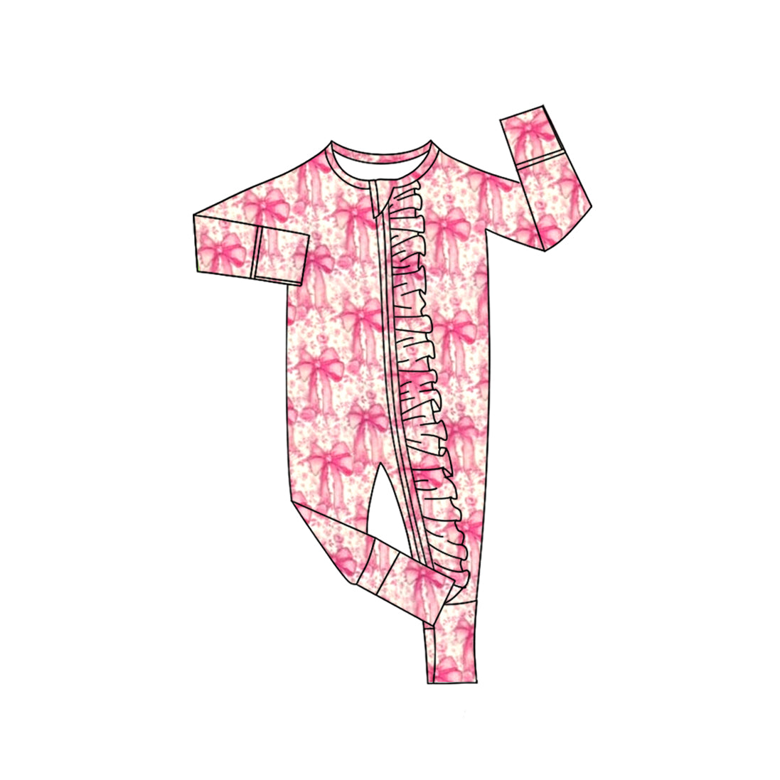 Toddle baby pink bow design long sleeve romper preorder